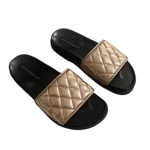 Mercer & Madison Black and Gold Quilted Slides NWOT 6.5